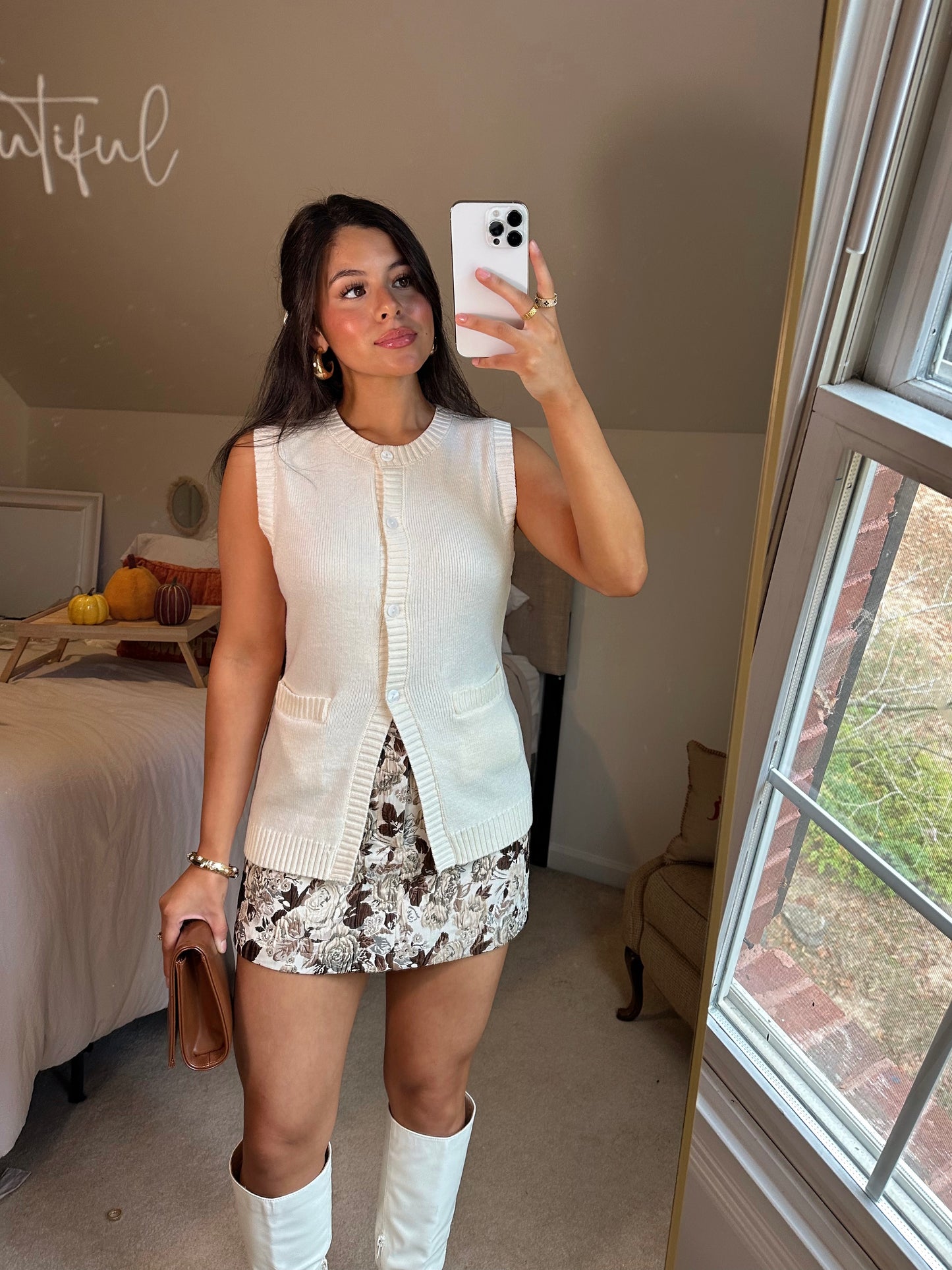 Cream Button Up Vest