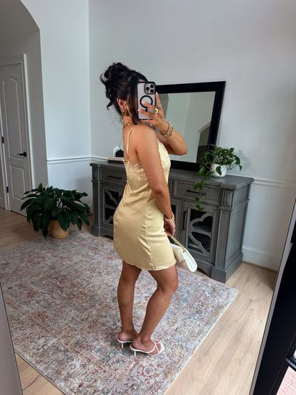 Golden Hour Satin Lace Mini Dress