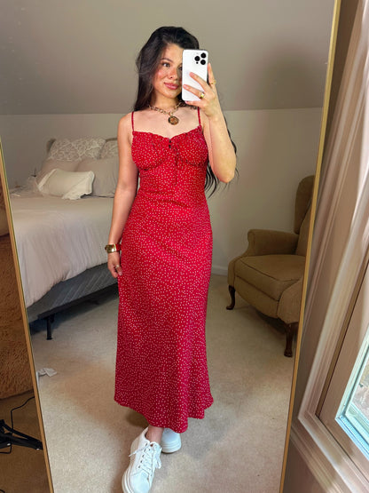 Red Polka Dot Midi Dress