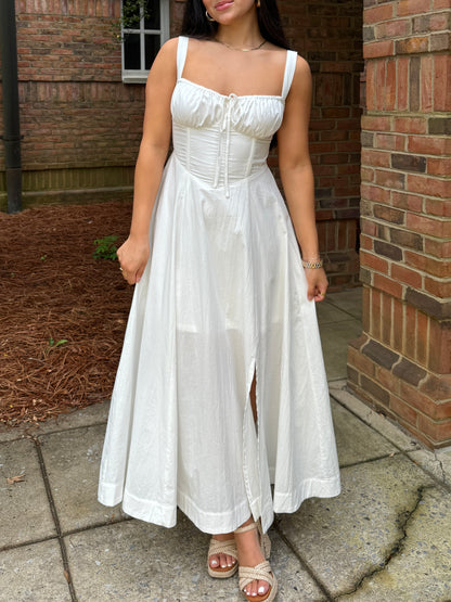 White Corset Midi Dress