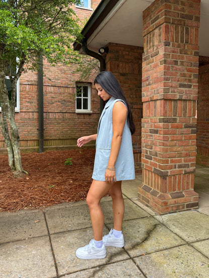 Dusty Blue Vest and Shorts Set