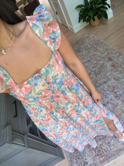 Floral Watercolor Midi Dress