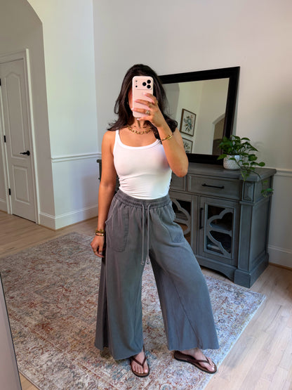 Ash Cropped Wide Leg Pants