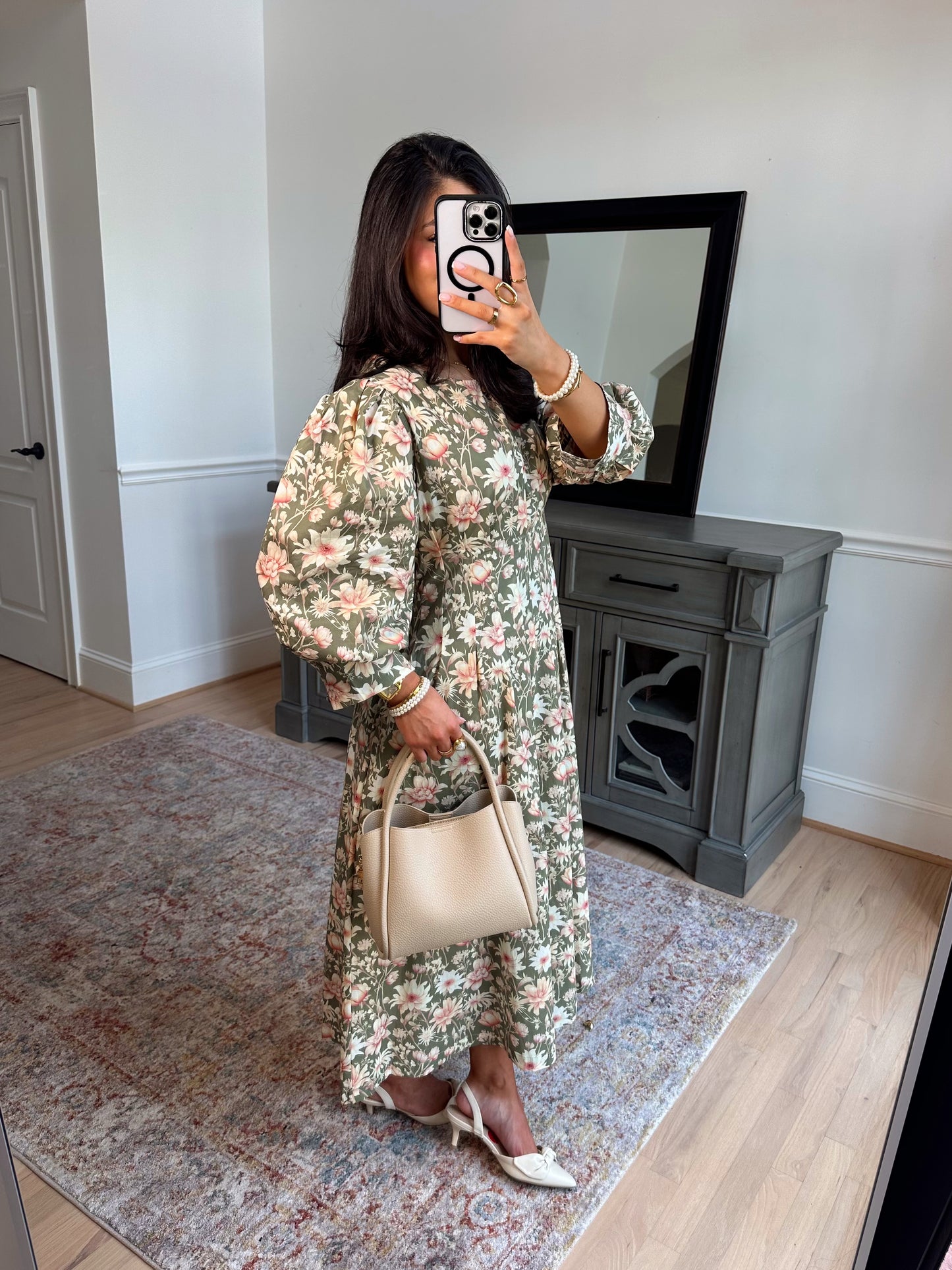Sundays Olive Pleated Midi Dress