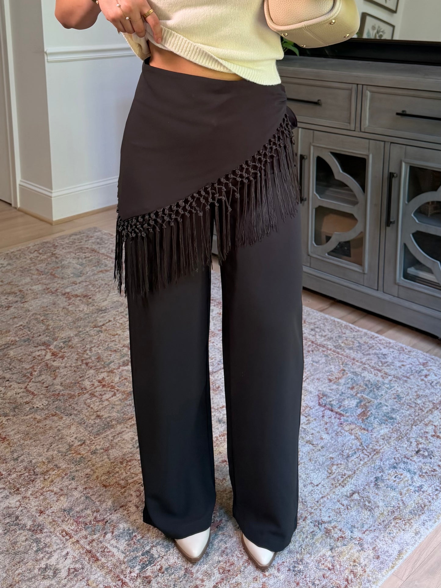 Avenue Grey Trousers W/ Fringe Wrap