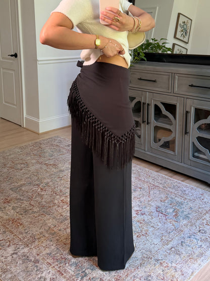 Avenue Grey Trousers W/ Fringe Wrap