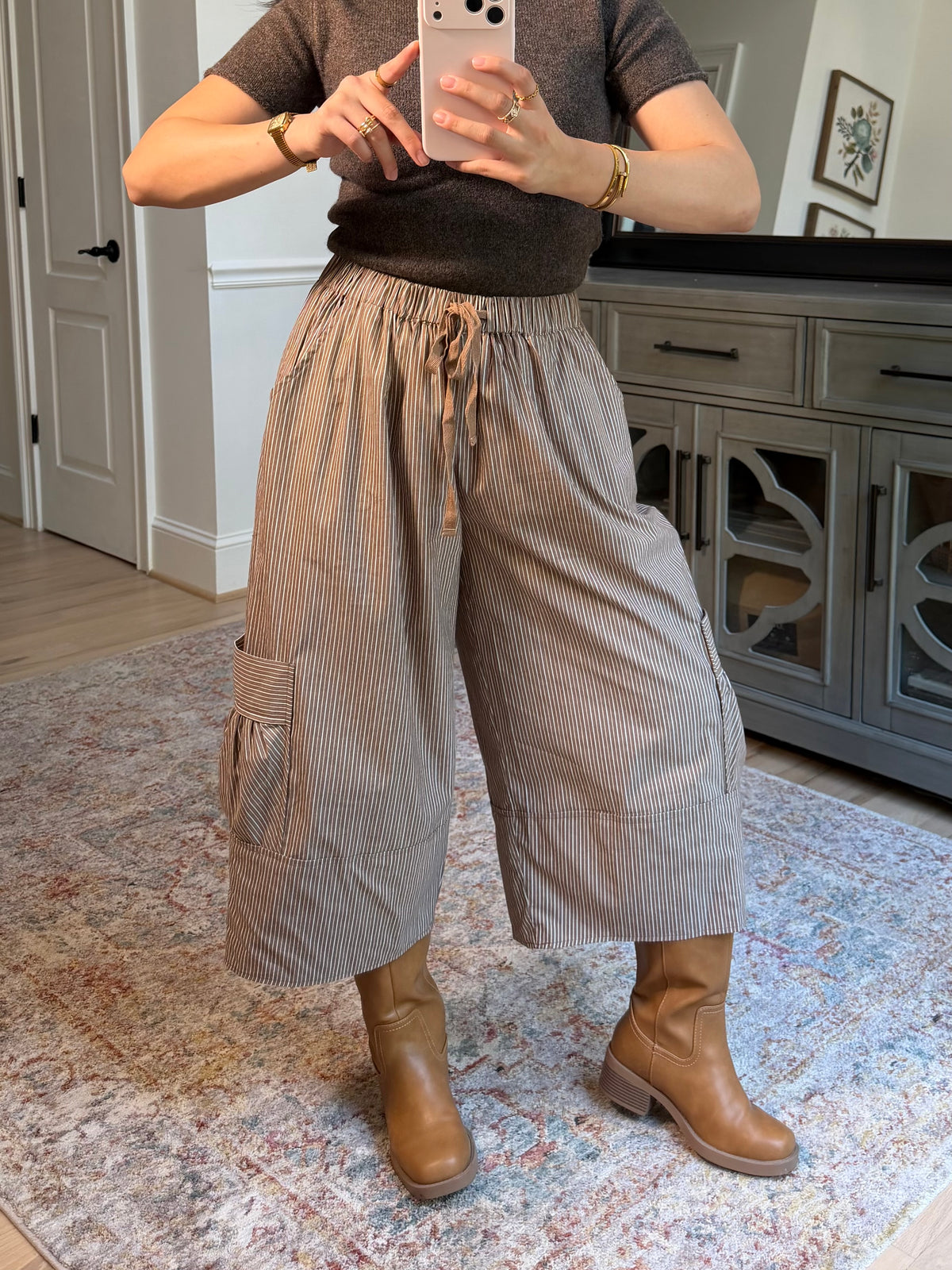 Cinnamon Cropped Striped Pants