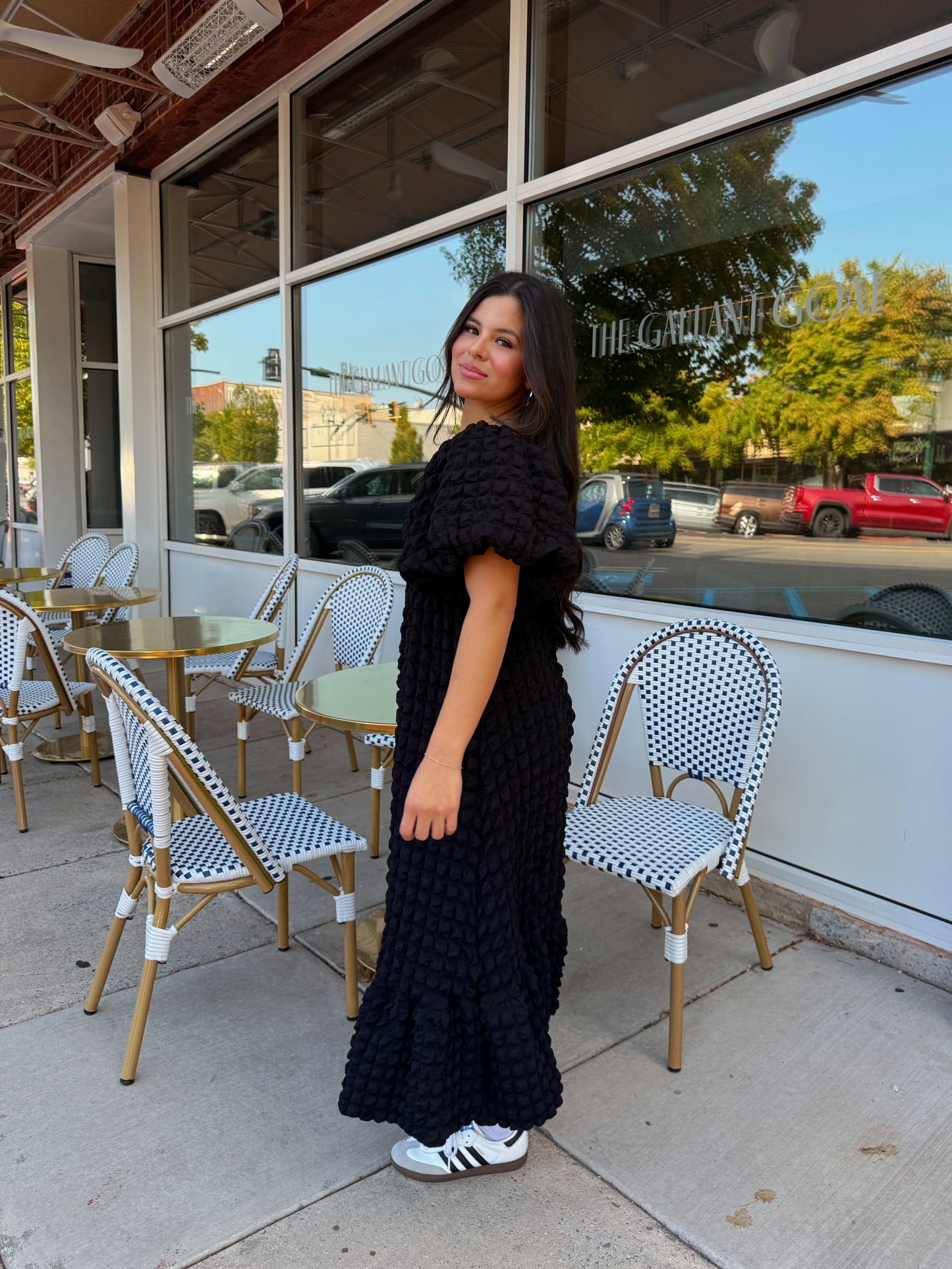 Black Puff Midi Dress