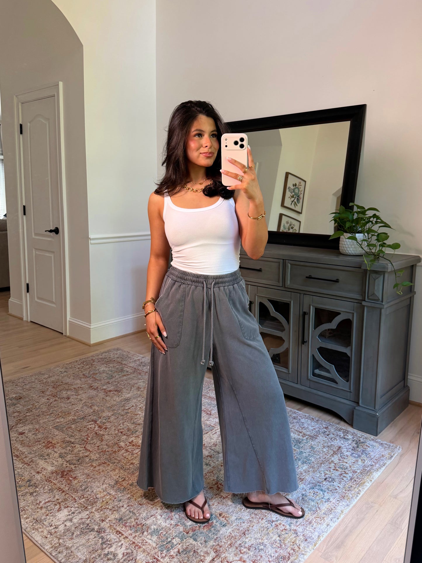 Ash Cropped Wide Leg Pants