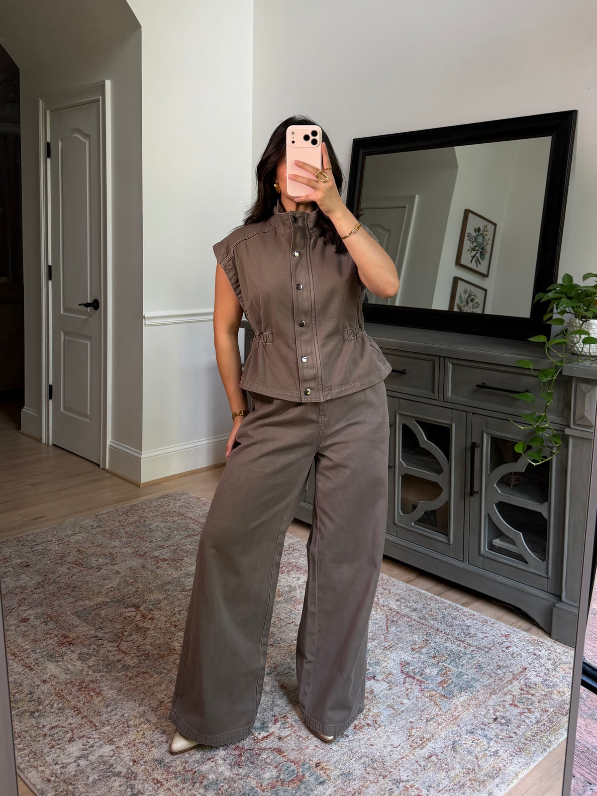Manhattan Taupe Denim Vest & Pants Set