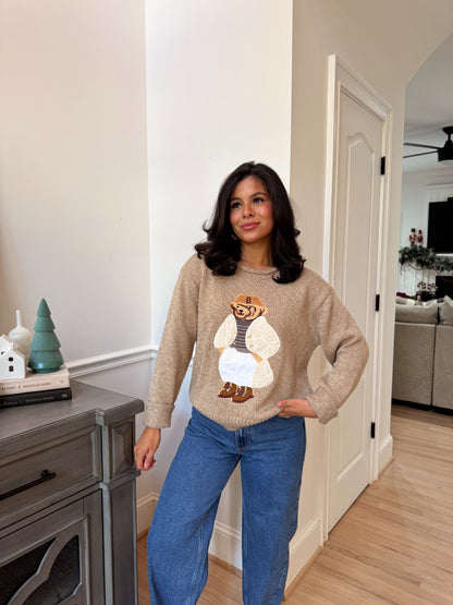 Teddy Embroidered Cotton Sweater