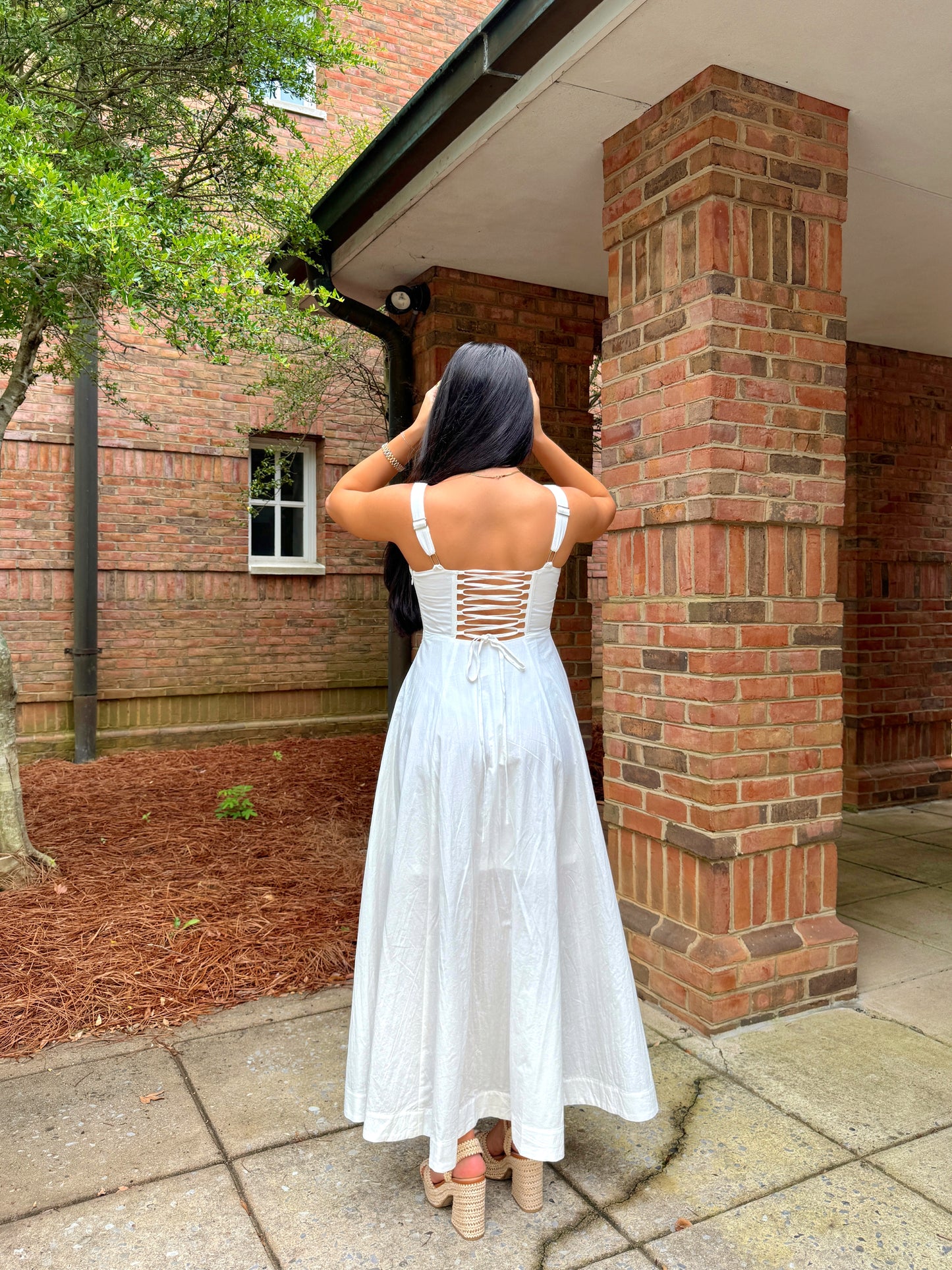 White Corset Midi Dress