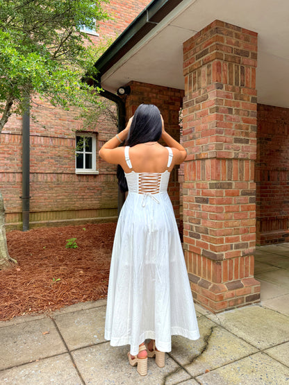 White Corset Midi Dress