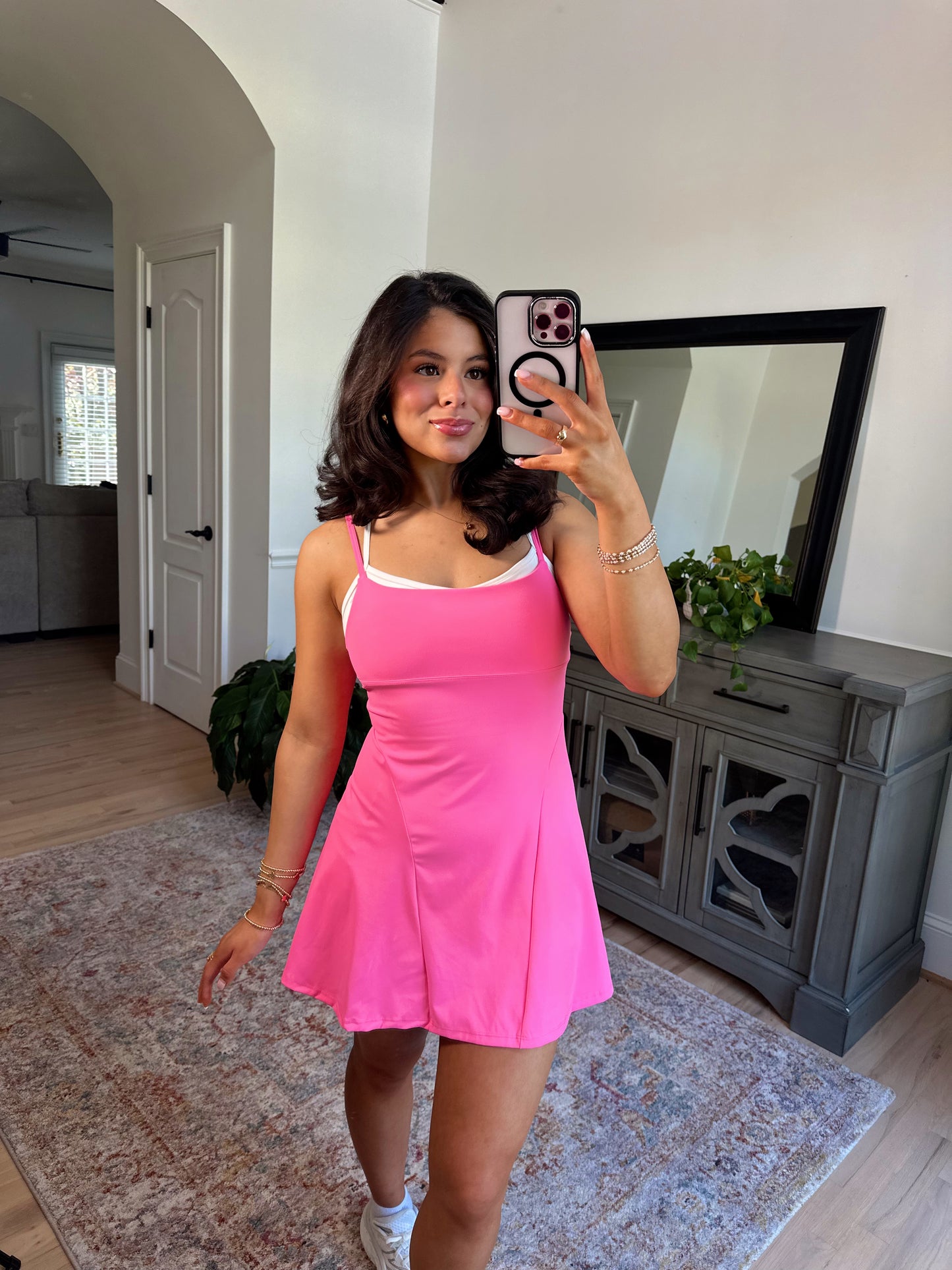 Hot Pink Active Romper Dress
