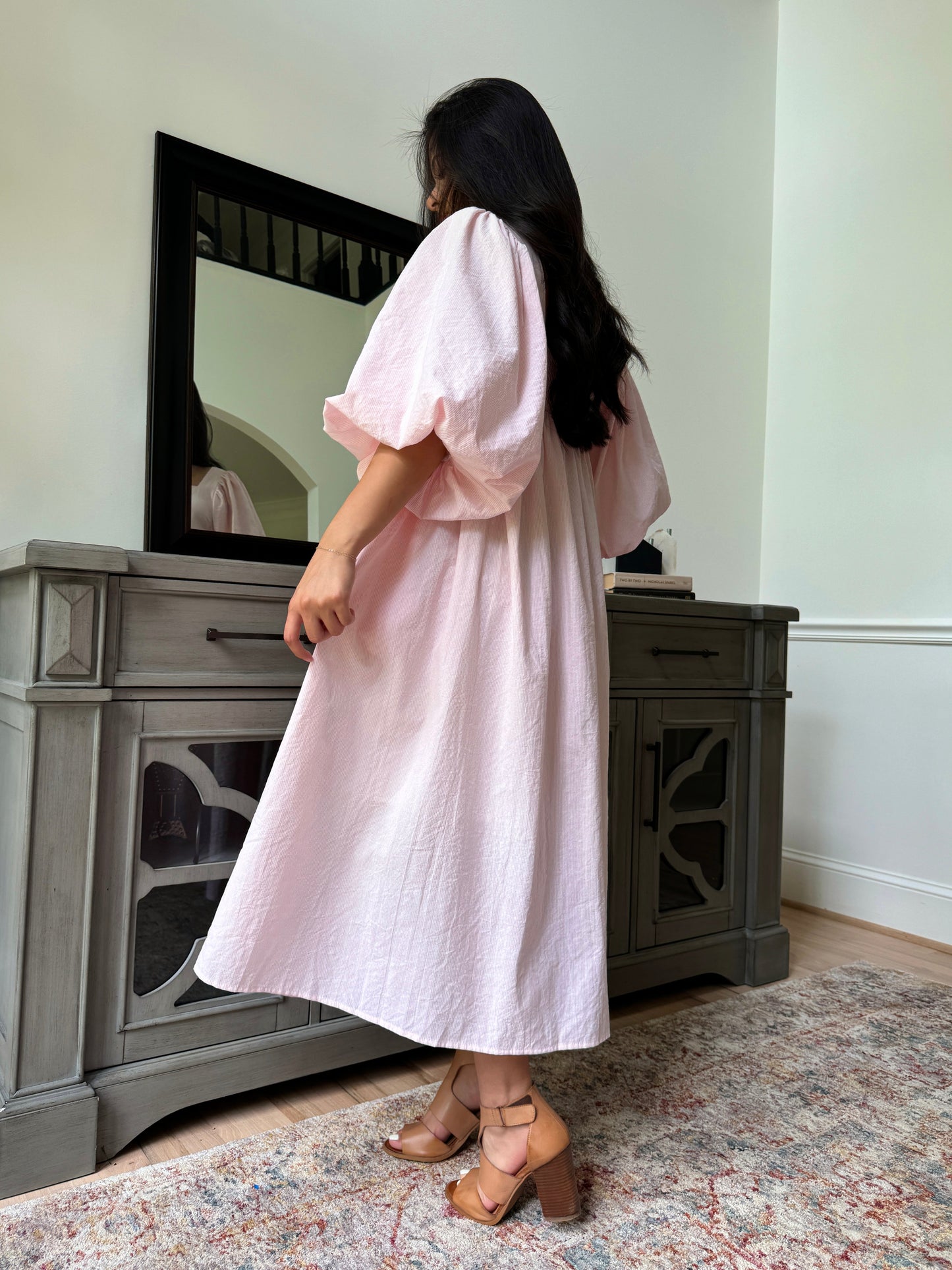 Sage Puff Sleeve Dress