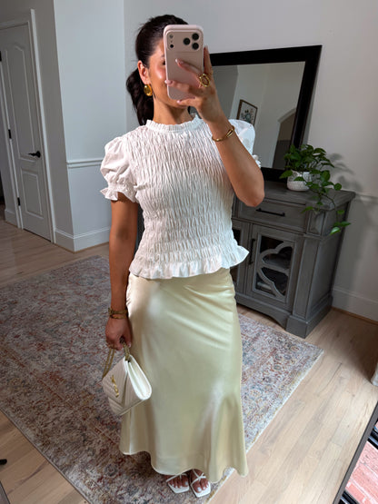 Pearl Buttercream Satin Skirt