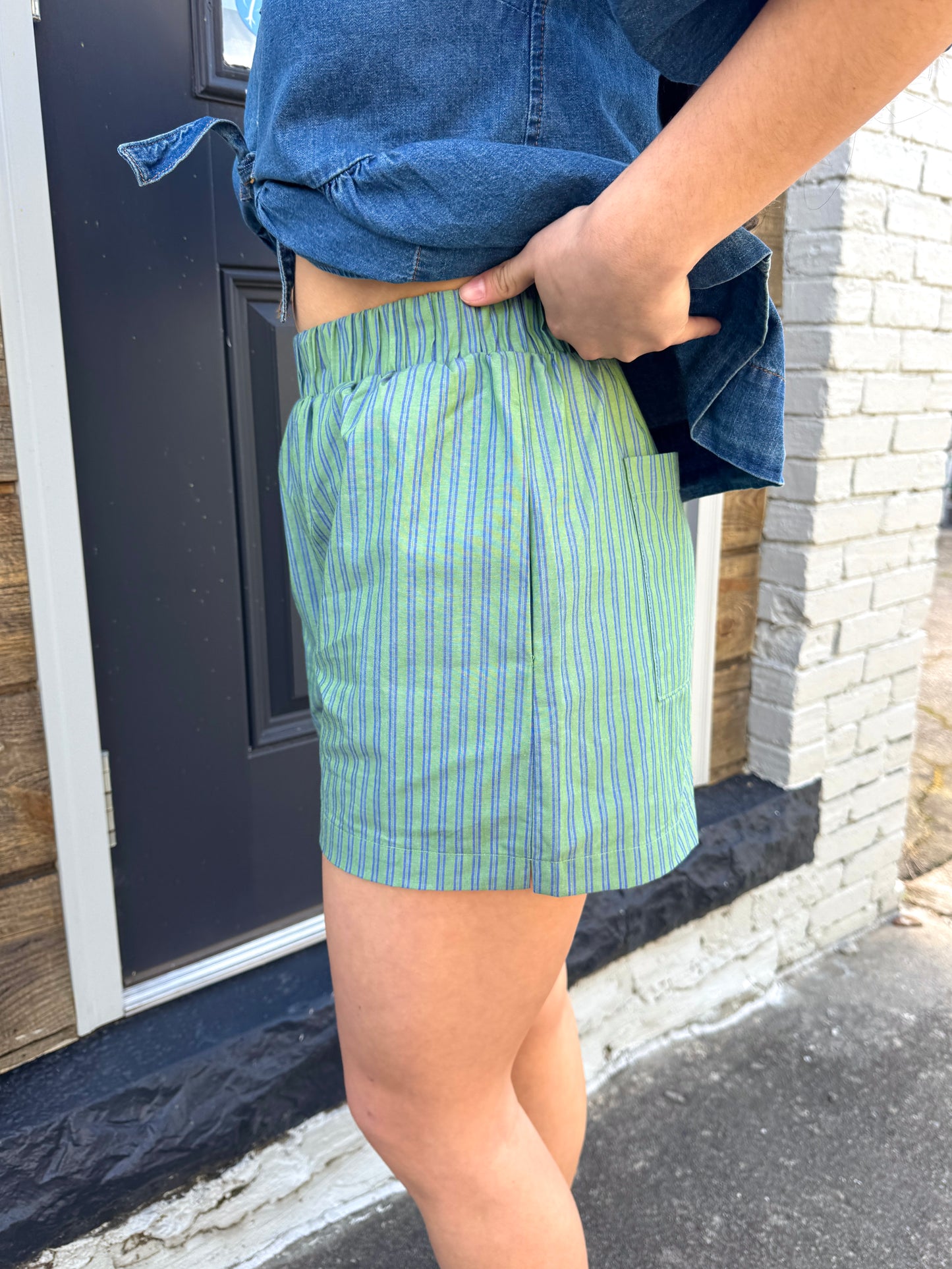 Green & Blue Striped Boxer Shorts