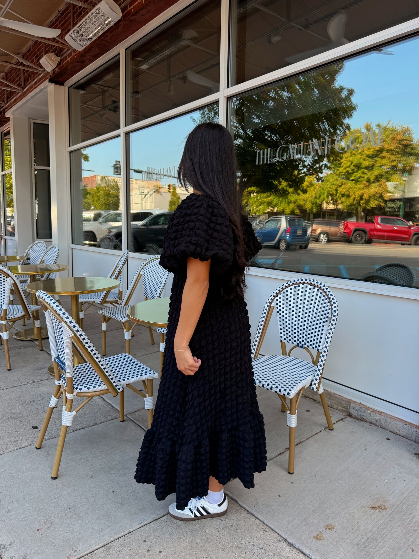 Black Puff Midi Dress