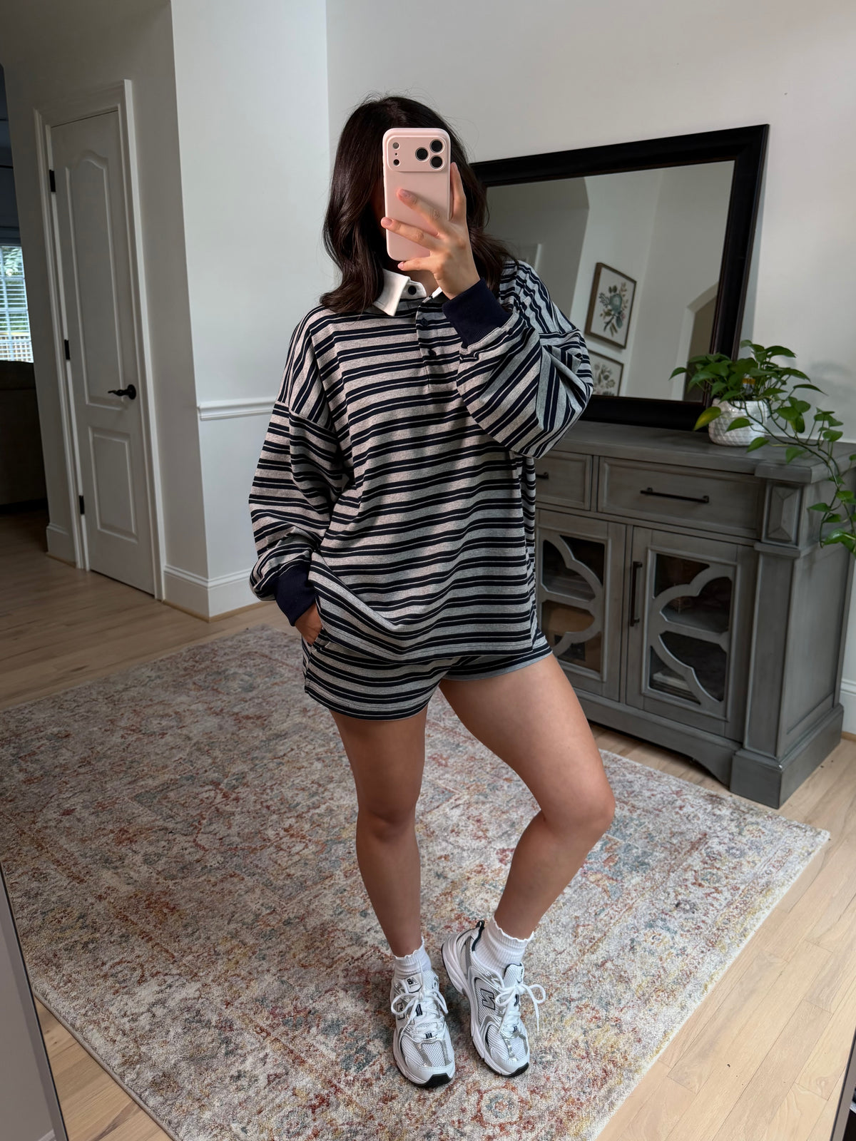 Sunday Club Striped Collegiate Set (Grey/Navy)