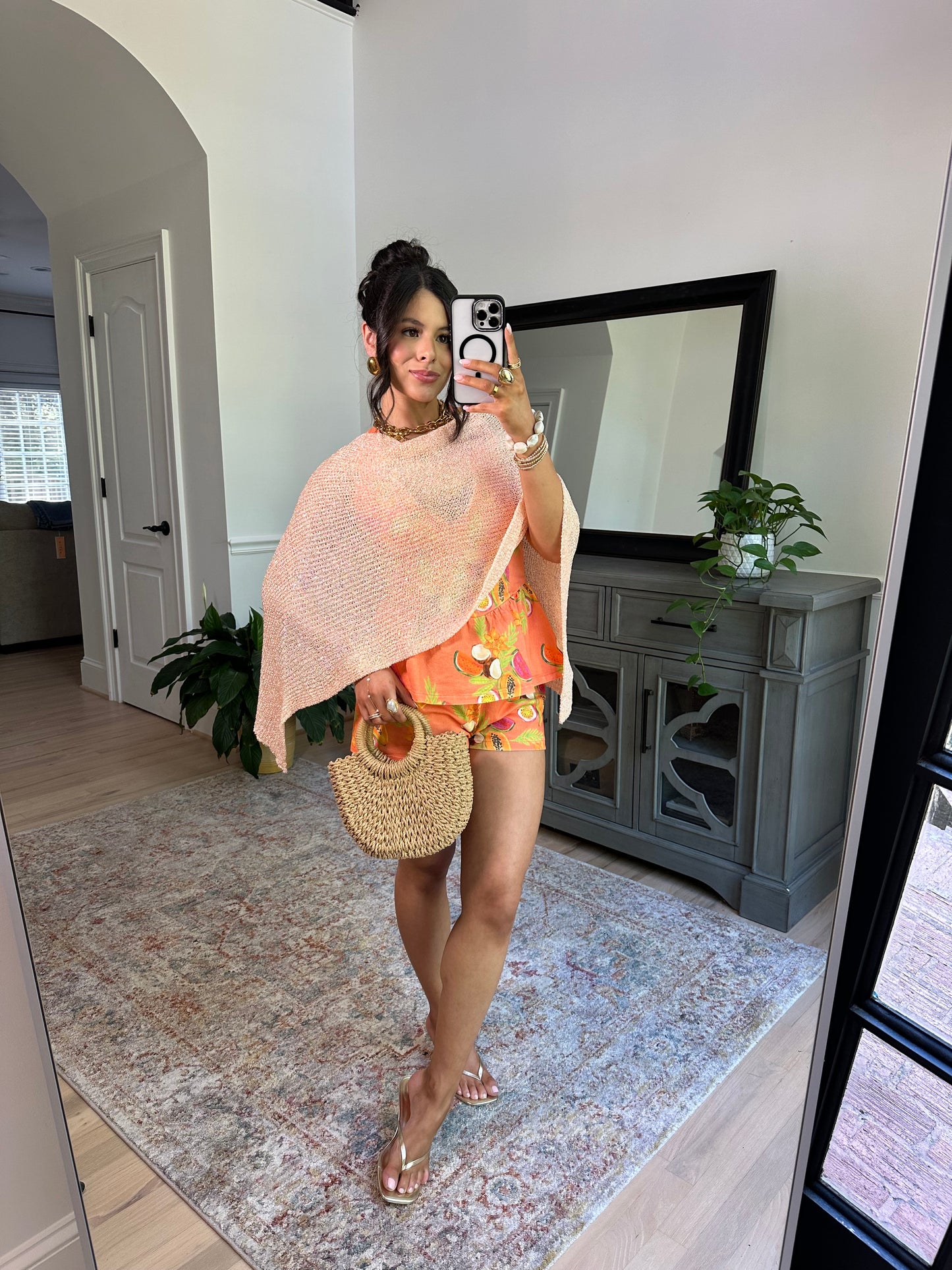 Peaches Knit Sequin Poncho
