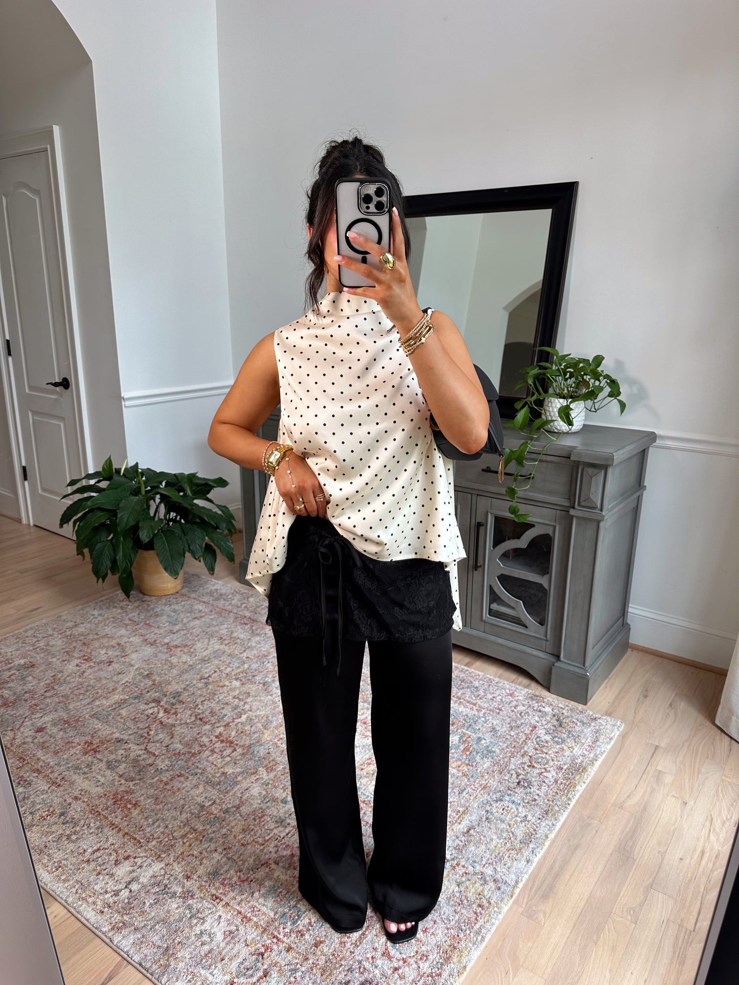 Nightfall Satin Lace Wrap Pants (Black)