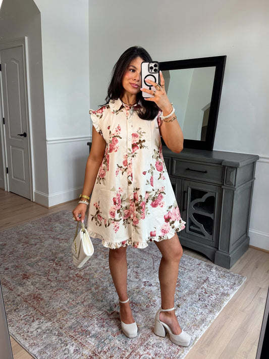 Sweet Rose Button Dress