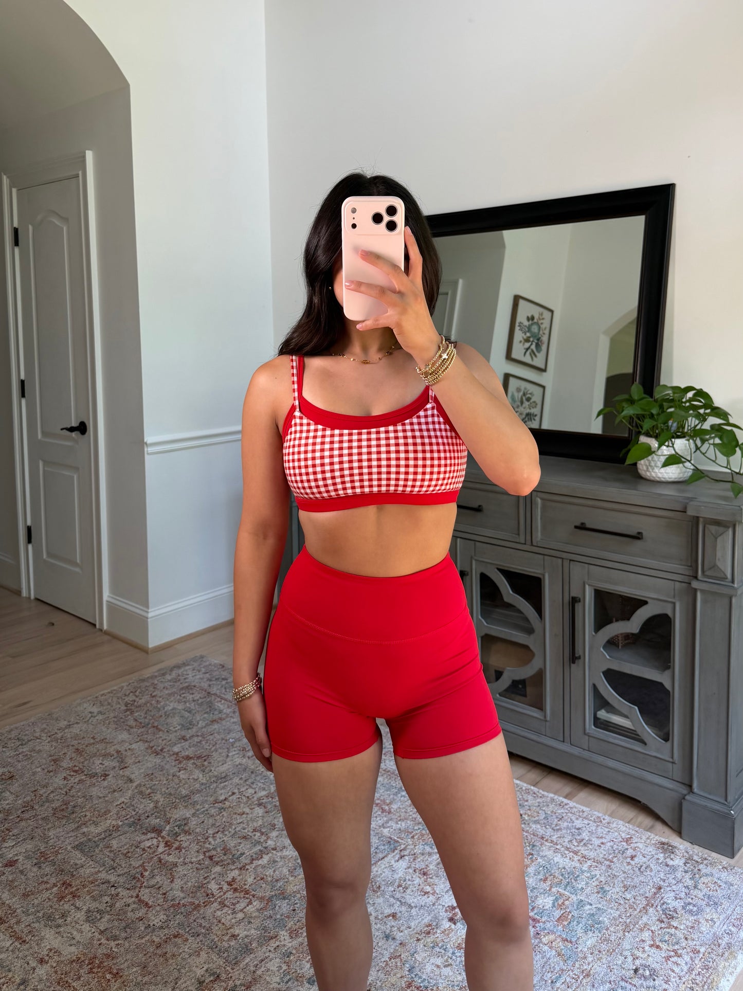 Red Gingham Sports Bra