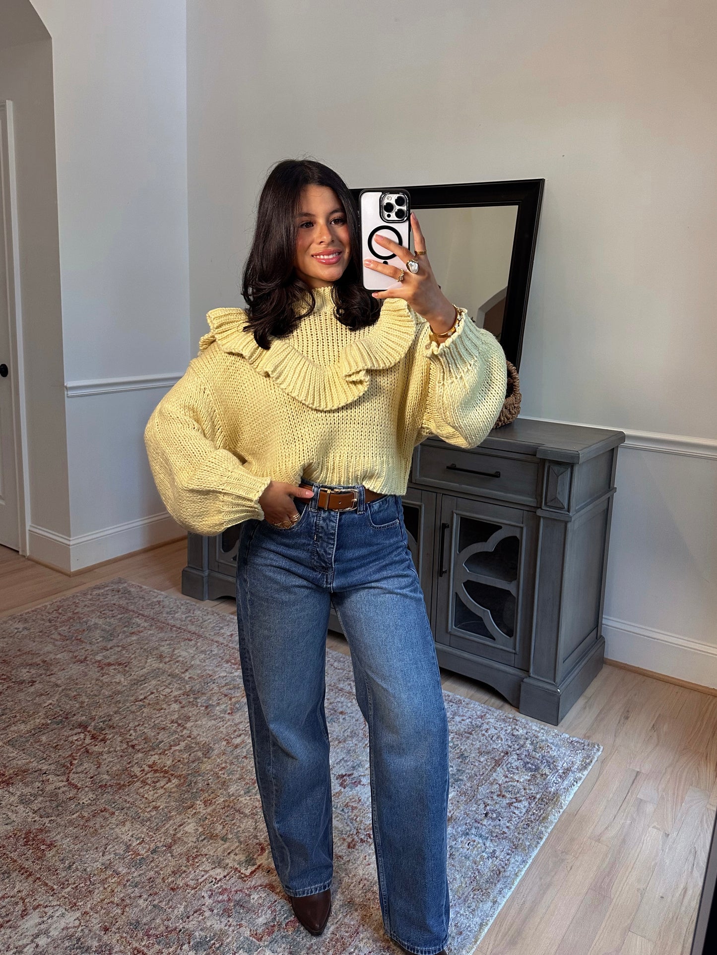 Golden Hour Ruffle Knit Sweater