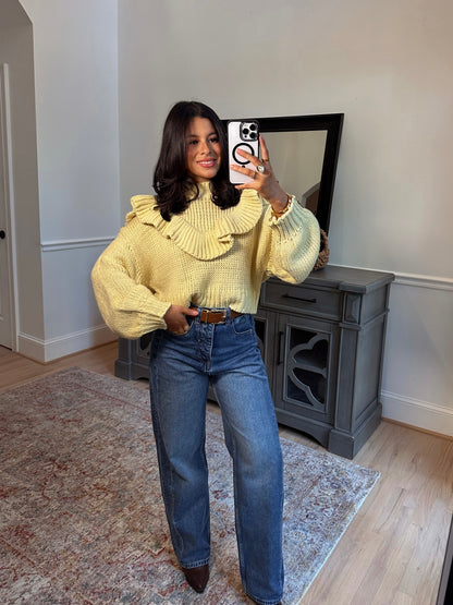 Golden Hour Ruffle Knit Sweater