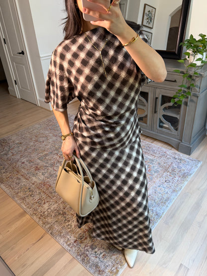 Aurora Brown Checkered Top
