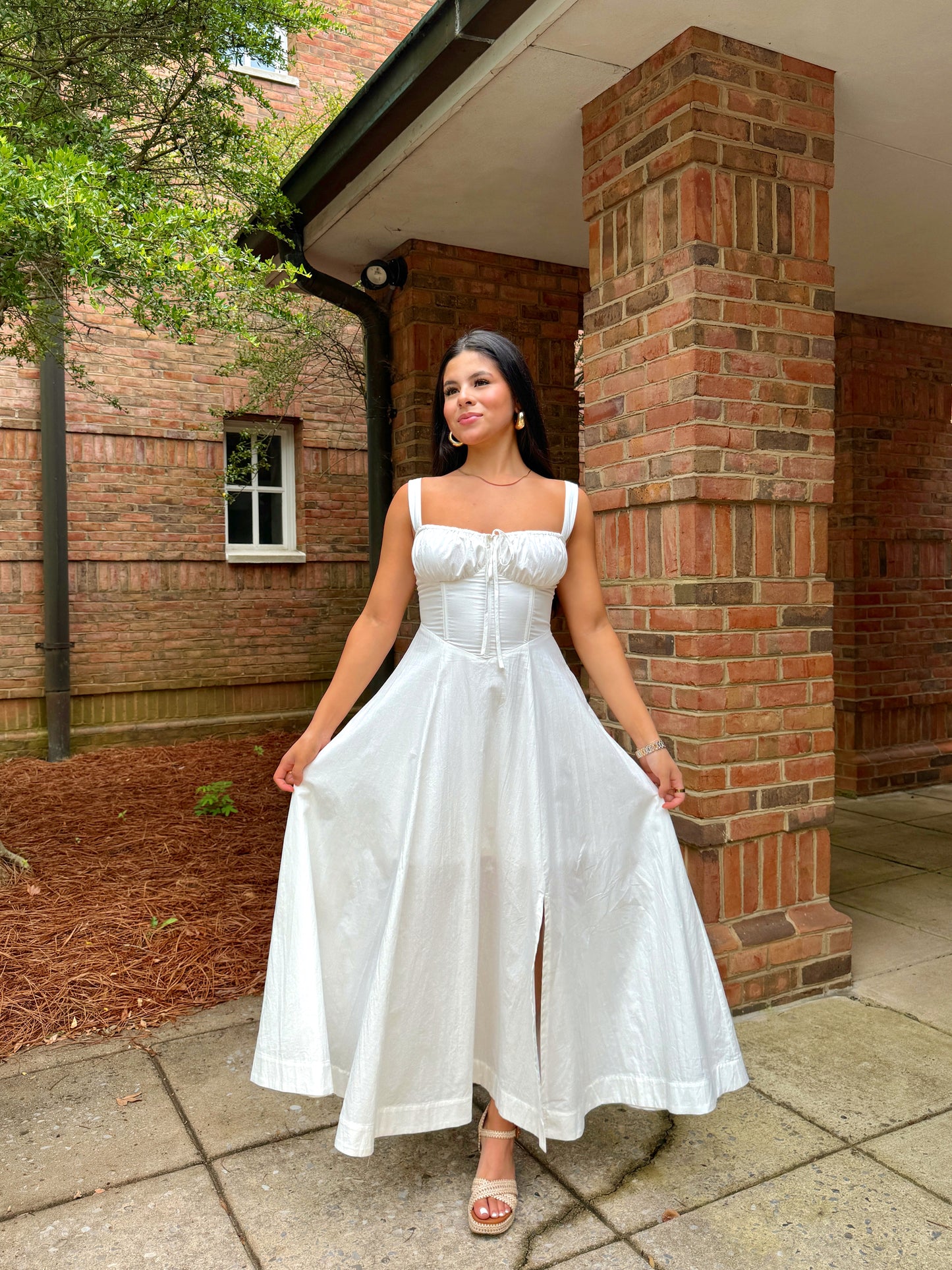 White Corset Midi Dress