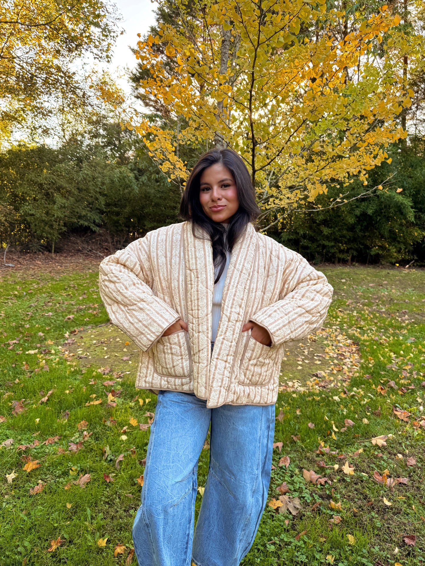 Leaves Are Falling Puff Quilted Jacket