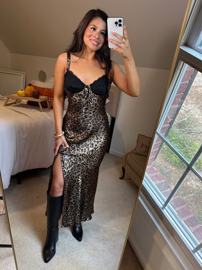 Black Lace Shimmer Leopard Dress