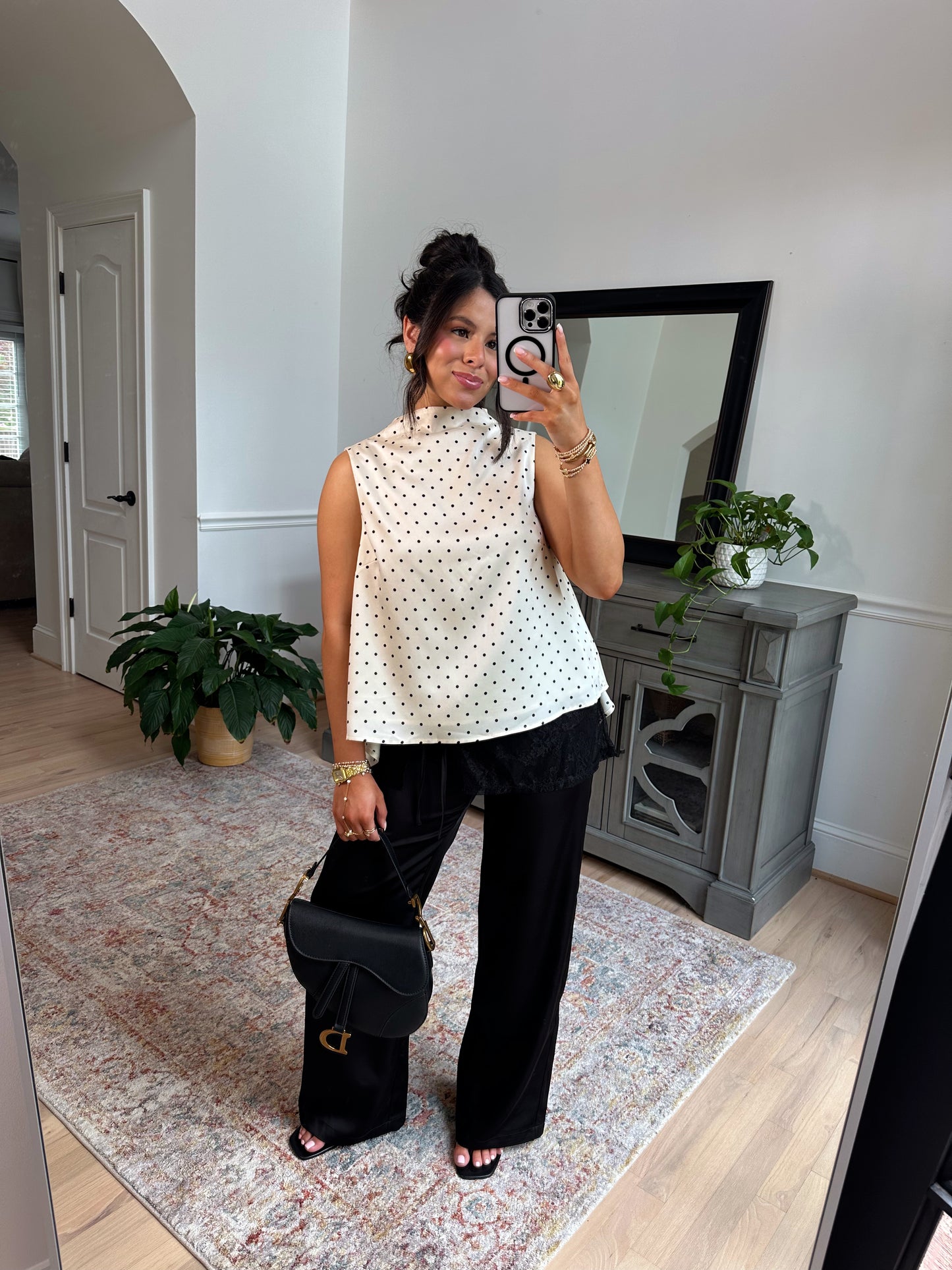 Evening Allure Polka Dot Blouse