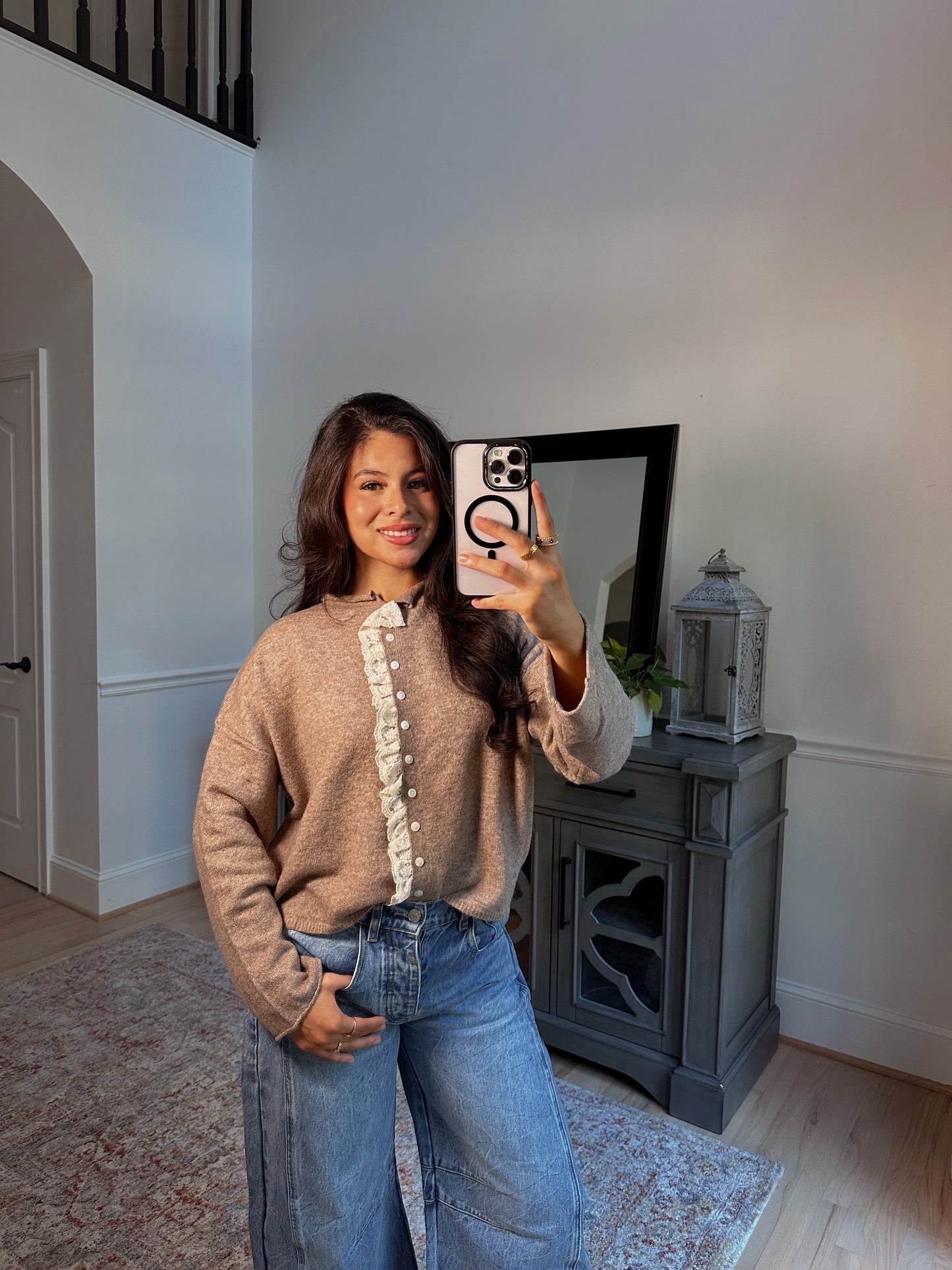 Cinnamon Lace Knit Cardigan