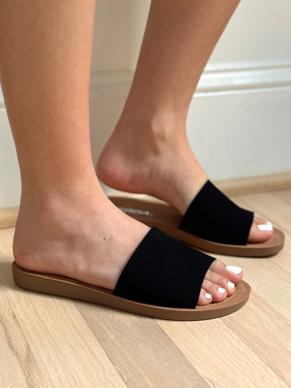 Black Slip-On Sandals