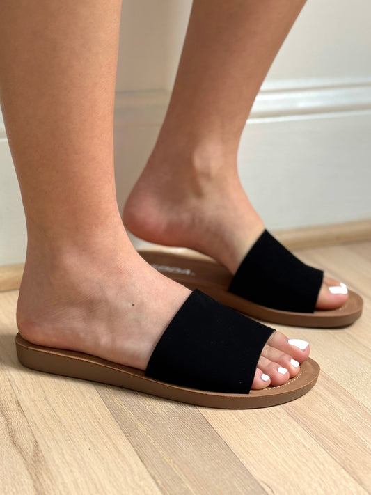 Black Slip-On Sandals