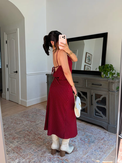 Charlotte Burgundy Polka Dot Dress