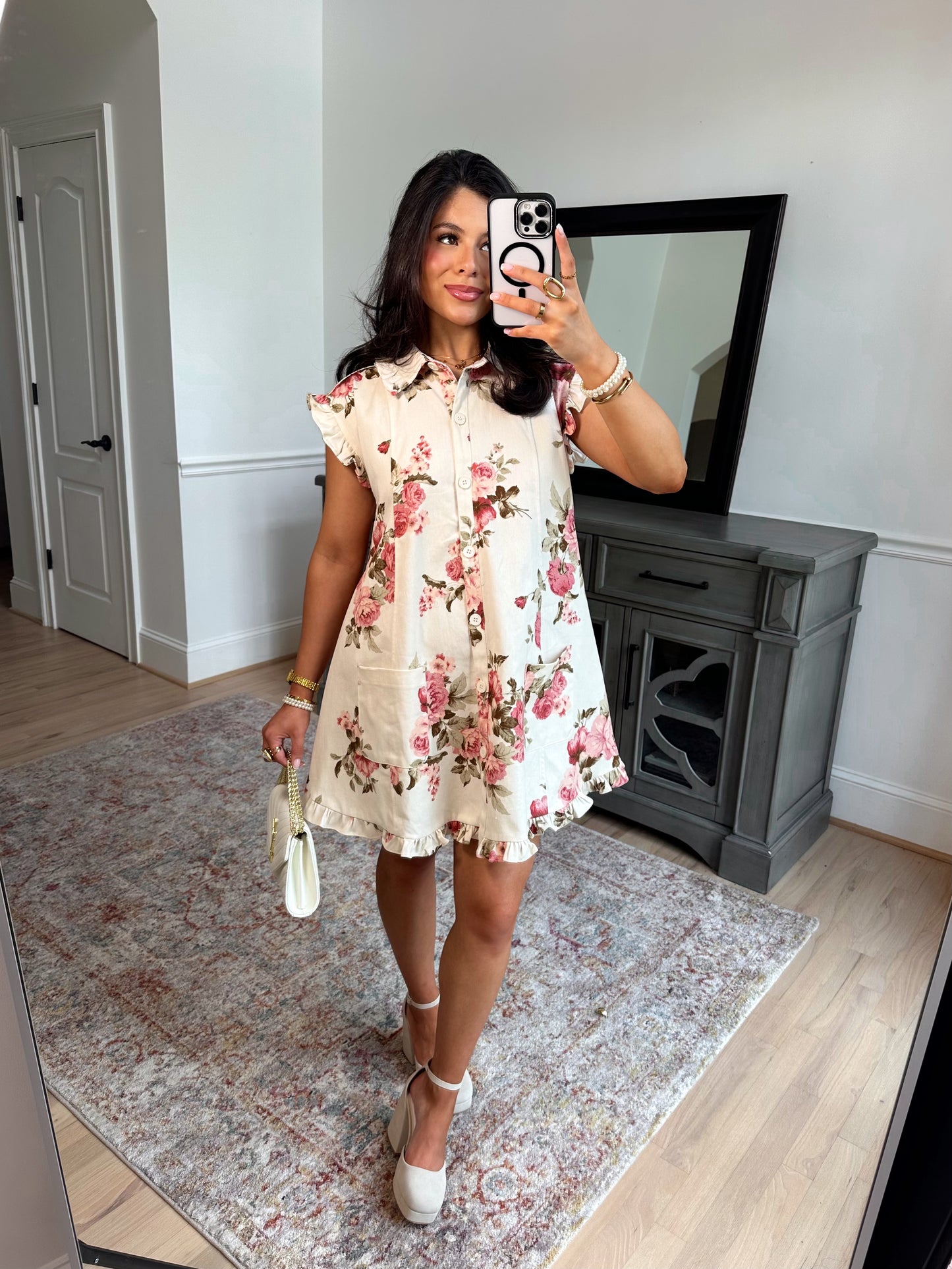 Sweet Rose Button Dress