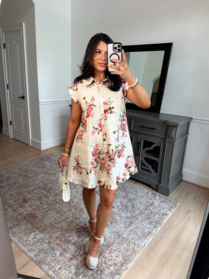 Sweet Rose Button Dress