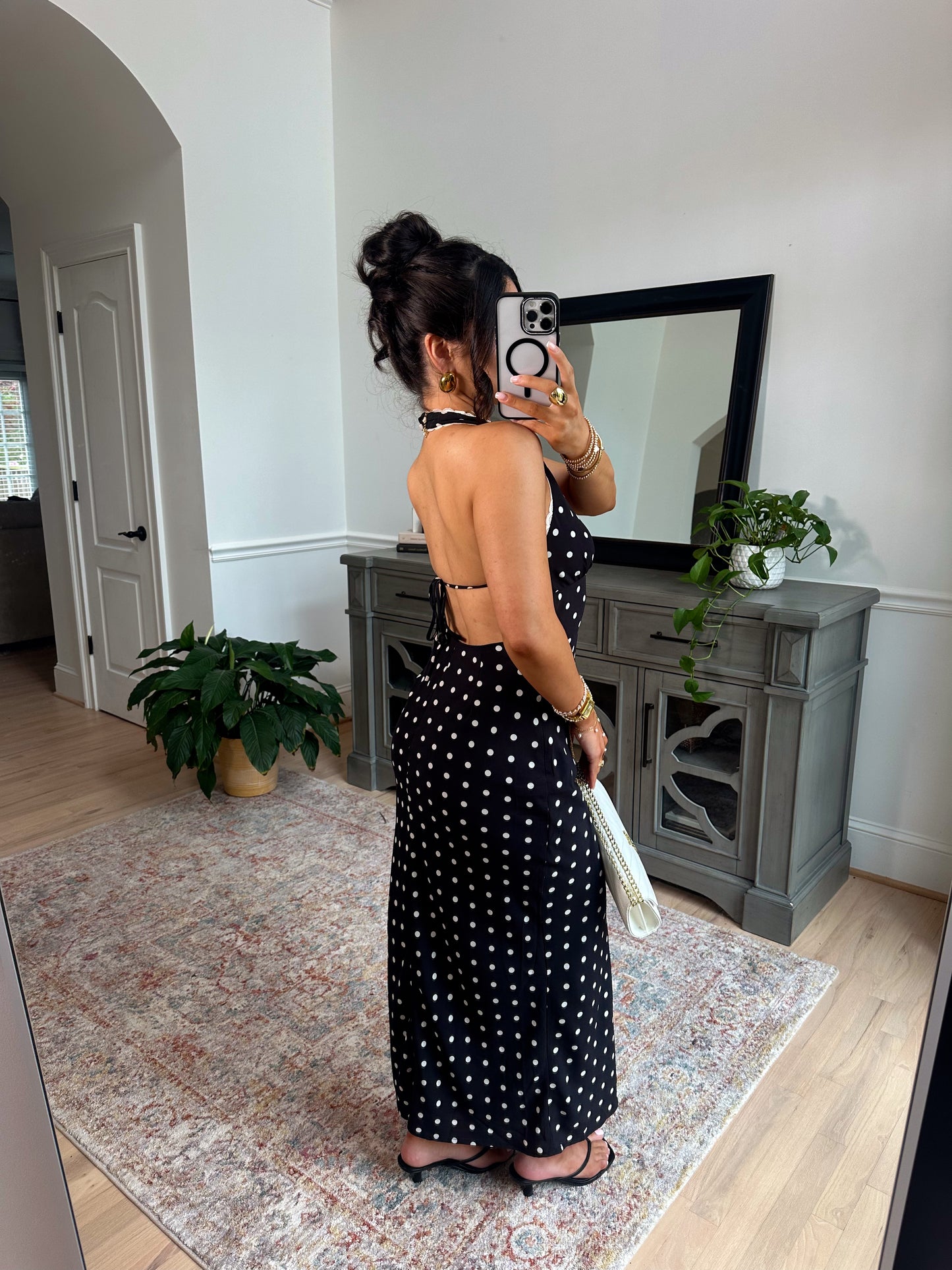 Rosé Hour Polka Dot Halter Dress