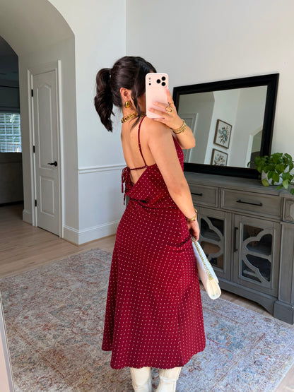Charlotte Burgundy Polka Dot Dress