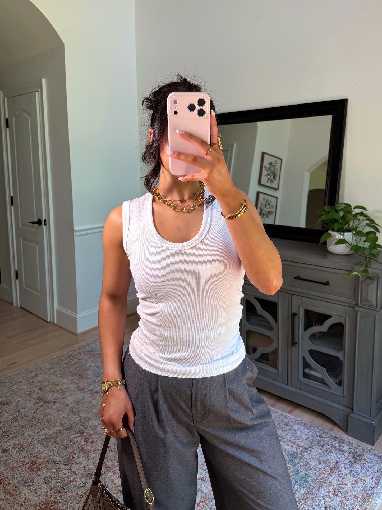 Cool Girl Scoop Neck Tank (White)
