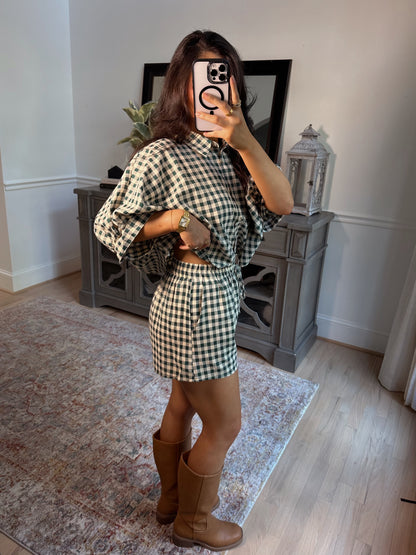 Emilia Green Gingham Set