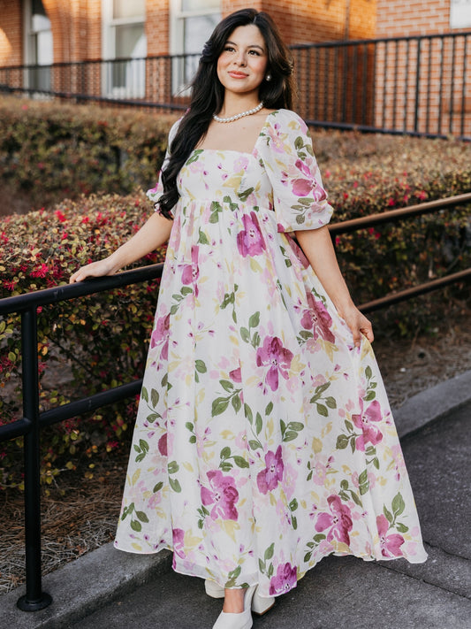 Purple Florals Maxi Dress