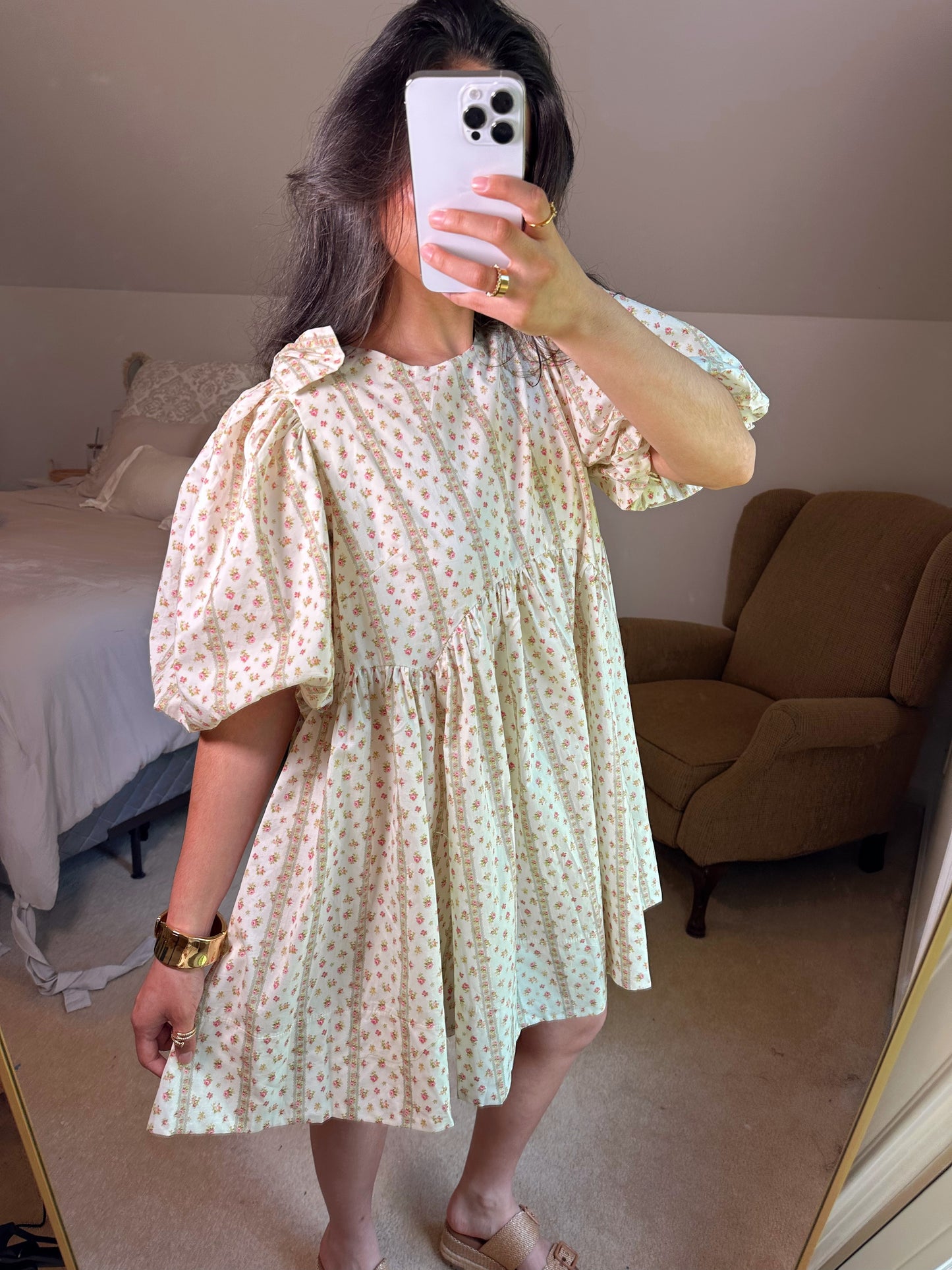 Ditsy Floral Bow Babydoll Dress