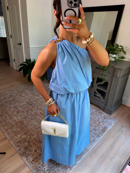 Seaside Shell Blue Midi Dress