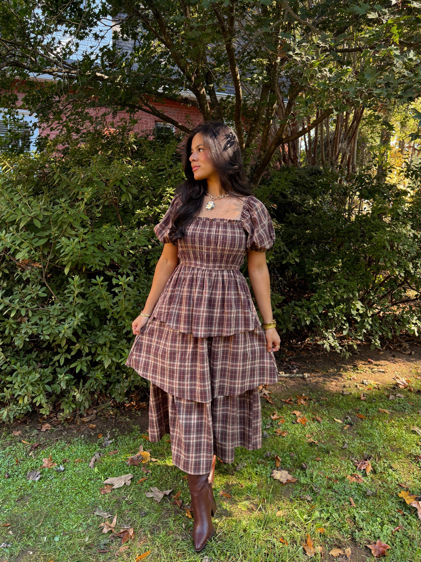 Home for Thanksgiving Plaid Midi Dress