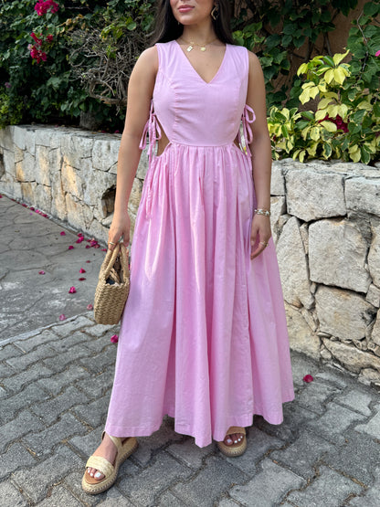 Baby Pink Open Side-Tie Dress