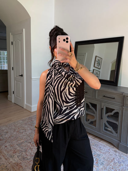 Zebra Fringe Scarp Top
